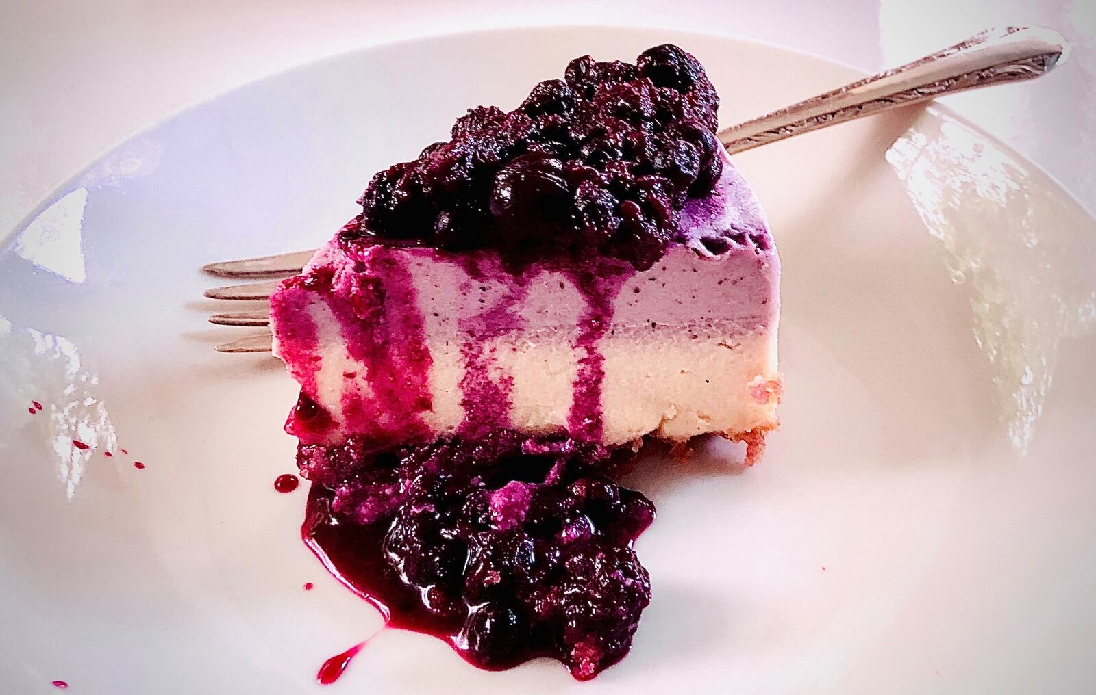 Mediterranea’s blueberry “cheese” cake is vegan. CONTRIBUTED BY WENDELL BROCK