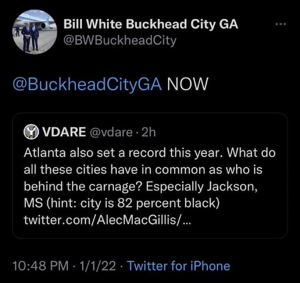 Bill White's deleted tweet