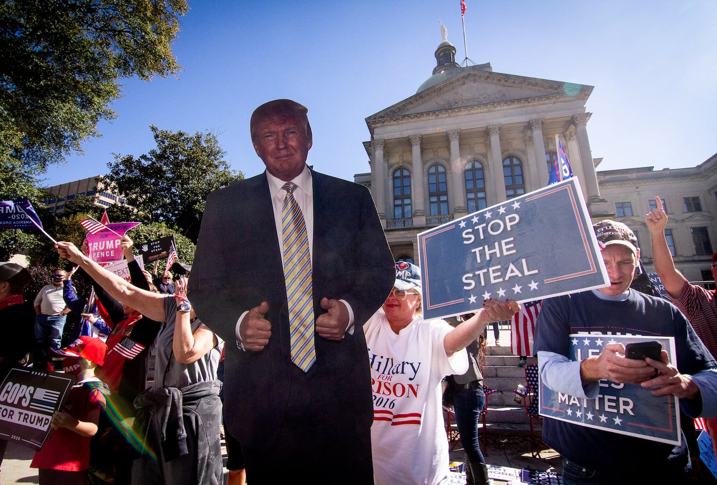 Demonstrate against the election being stolen from President Trump