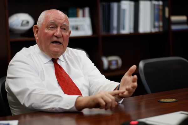 Chancellor Sonny Perdue recently speaks with the AJC about the challenges he faces going into his seconding year as chancellor of the University System of Georgia. (Miguel Martinez /The Atlanta Journal-Constitution)