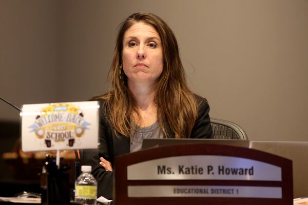 Atlanta Public Schools board member Katie Howard is shown during the Atlanta Public Schools board meeting on Aug. 8, 2022, in Atlanta. (Jason Getz / Jason.Getz@ajc.com)