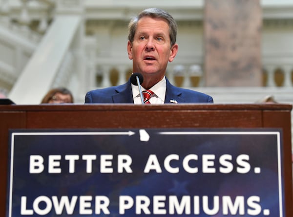 October 15, 2020 Atlanta - Governor Brian Kemp makes a special announcement on healthcare reform at the Georgia State Capitol on Thursday, October 15, 2020. The federal government approved Gov. Brian KempÕs plan to reshape Medicaid and individual insurance in Georgia under the Affordable Care Act, the governor and a top Trump administration health official announced on Thursday. (Hyosub Shin / Hyosub.Shin@ajc.com)