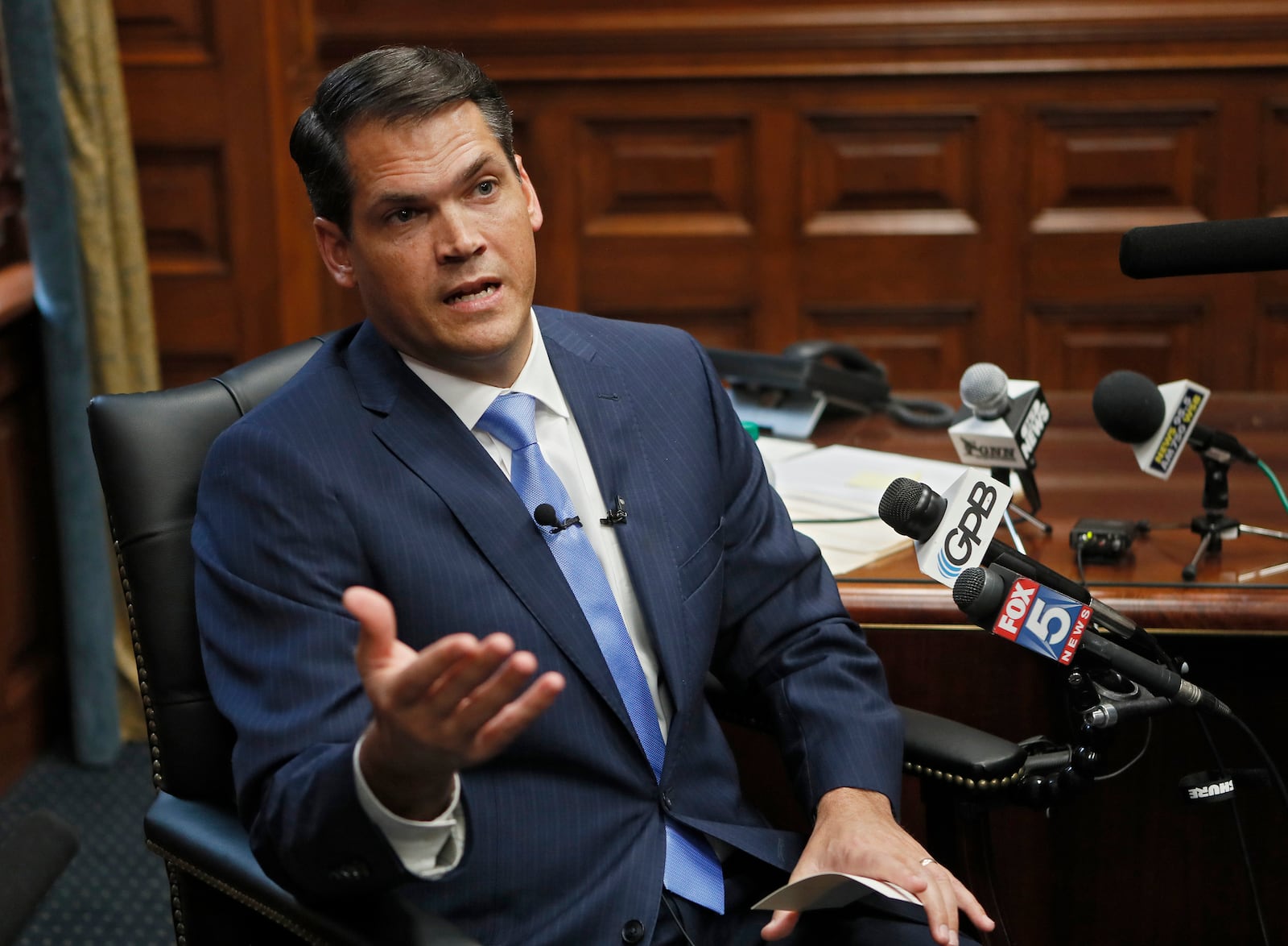 Following the opening of the 2020 Georgia General Assembly, Lt. Gov. Geoff Duncan held a press conference to discuss his priorities for the 2020 legislative session and take questions on January 13, 2020 in Atlanta. (Bob Andres/Atlanta Journal Constitution/TNS)