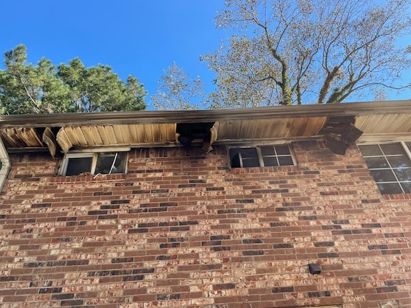 Unrepaired fire damage in fall 2021 at Pavilion Place apartments, 532 Cleveland Ave., Atlanta. 