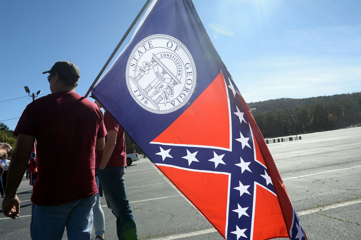 The protest is in response to a proposal to place a MLK memorial on Stone Mountain