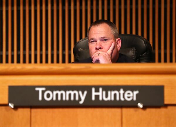 Gwinnett County Commissioner Tommy Hunter during a Feb. 28 commission meeting at the Gwinnett Justice and Administration Center in Lawrenceville. CURTIS COMPTON/CCOMPTON@AJC.COM