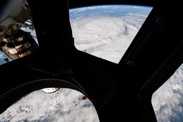 UNITED STATES, GULF COAST - AUGUST 25: In this NASA handout image, Hurricane Harvey from the cupola module aboard the International Space Station as it intensified on its way toward the Texas coast on August 25, 2017. The Expedition 52 crew on the station has been tracking this storm for the past two days and capturing Earth observation photographs and videos from their vantage point in low Earth orbit.Now at category 4 strength, Harvey's maximum sustained winds had increased to 130 miles per hour. (Photo by Jack Fischer/NASA via Getty Images)