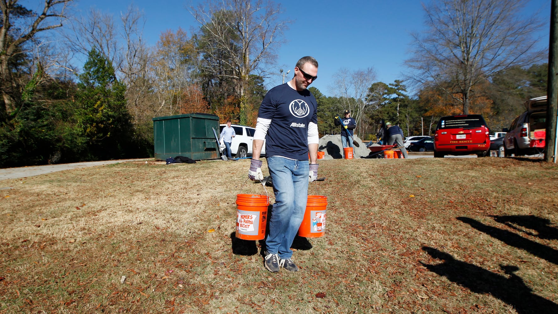 SEC stars build football field in DeKalb