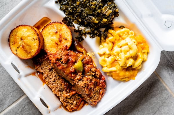 Meatloaf with collard greens and mac & cheese from K&K Soul Food in Bankhead. CONTRIBUTED BY HENRI HOLLIS