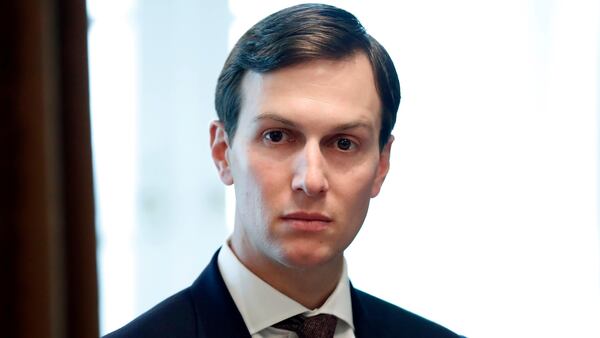 In this Sept. 12, 2017, file photo, White House Senior Adviser Jared Kushner listens as President Donald Trump speaks during a meeting with Malaysian Prime Minister Najib Razak in the Cabinet Room of the White House in Washington. President Donald Trump's son-in-law, Kushner, occasionally used his personal email account to communicate with colleagues in the White House, his lawyer said Sunday, Sept. 24. (AP Photo/Alex Brandon, File)