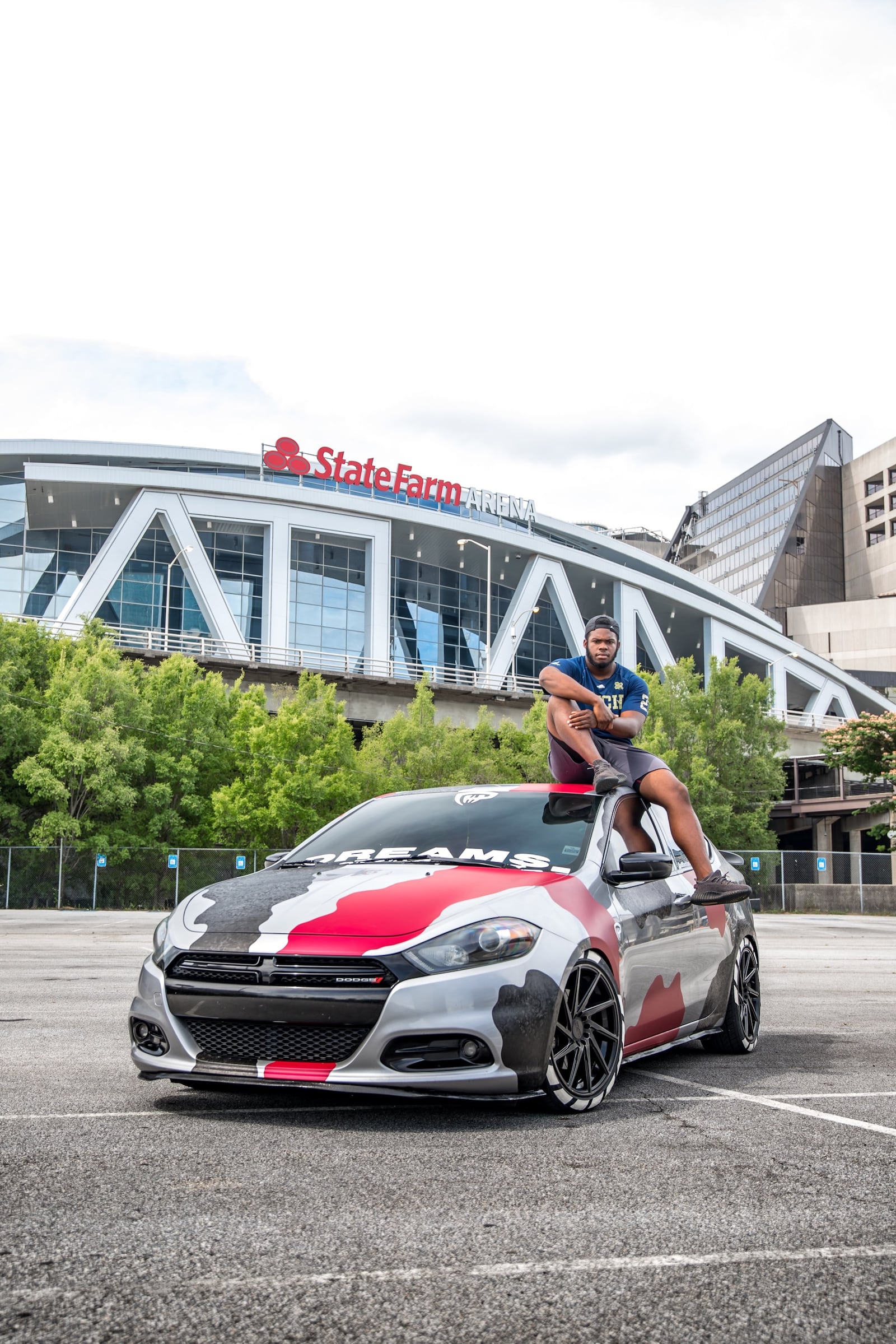 Georgia Tech punter Pressley Harvin and his Dodge Dart.