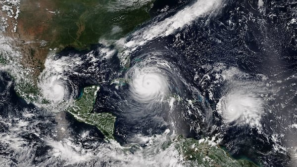 Satellite image of three 2017 hurricanes in the Atlantic at once - Katia, Irma and Jose. The hurricane season officially began June 1. Photo courtesy NOAA/NASA