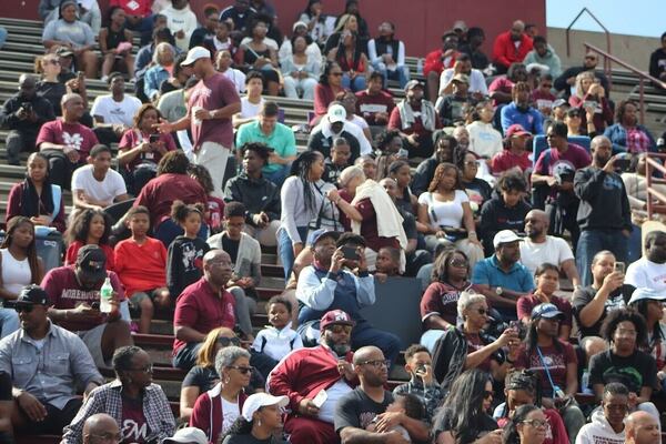 Alumni, parents and students from First Five Hundred gathered in the stands during Morehouse vs Miles College - Miles Pierre, The Maroon Tiger