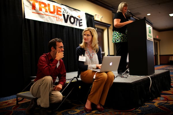 FILE -- Catherine Engelbrecht is the founder of True the Vote. She says the group's mission "is to help citizens, including veterans, lawfully engage in a wide variety of election integrity efforts.” In the runup to Georgia’s 2021 U.S. Senate runoffs, True the Vote and its allies challenged the eligibility of 250,000 voters, offered a $1 million “bounty” and recruited Navy SEALs to oversee polling places. A federal court case that begins Thursday in Gainesville will determine whether those efforts amount to illegal voter intimidation. (Michael F. McElroy/The New York Times)