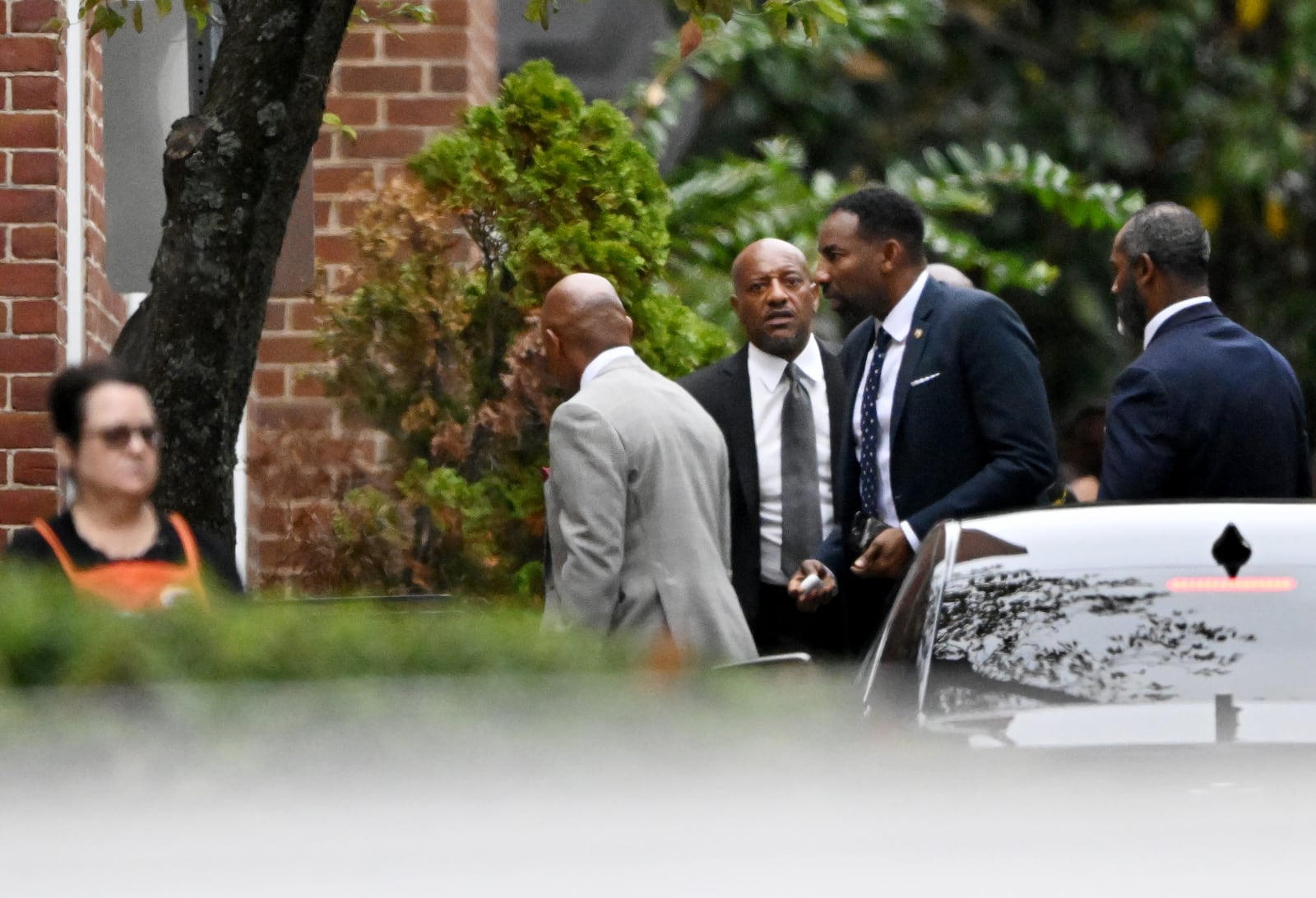 Atlanta Mayor Andre Dickens arrives for the funeral service of Bernie Marcus at The Temple, Thursday, November 7, 2024, in Atlanta. Bernie Marcus died Monday at his Boca Raton home. He was 95. (Hyosub Shin / AJC)