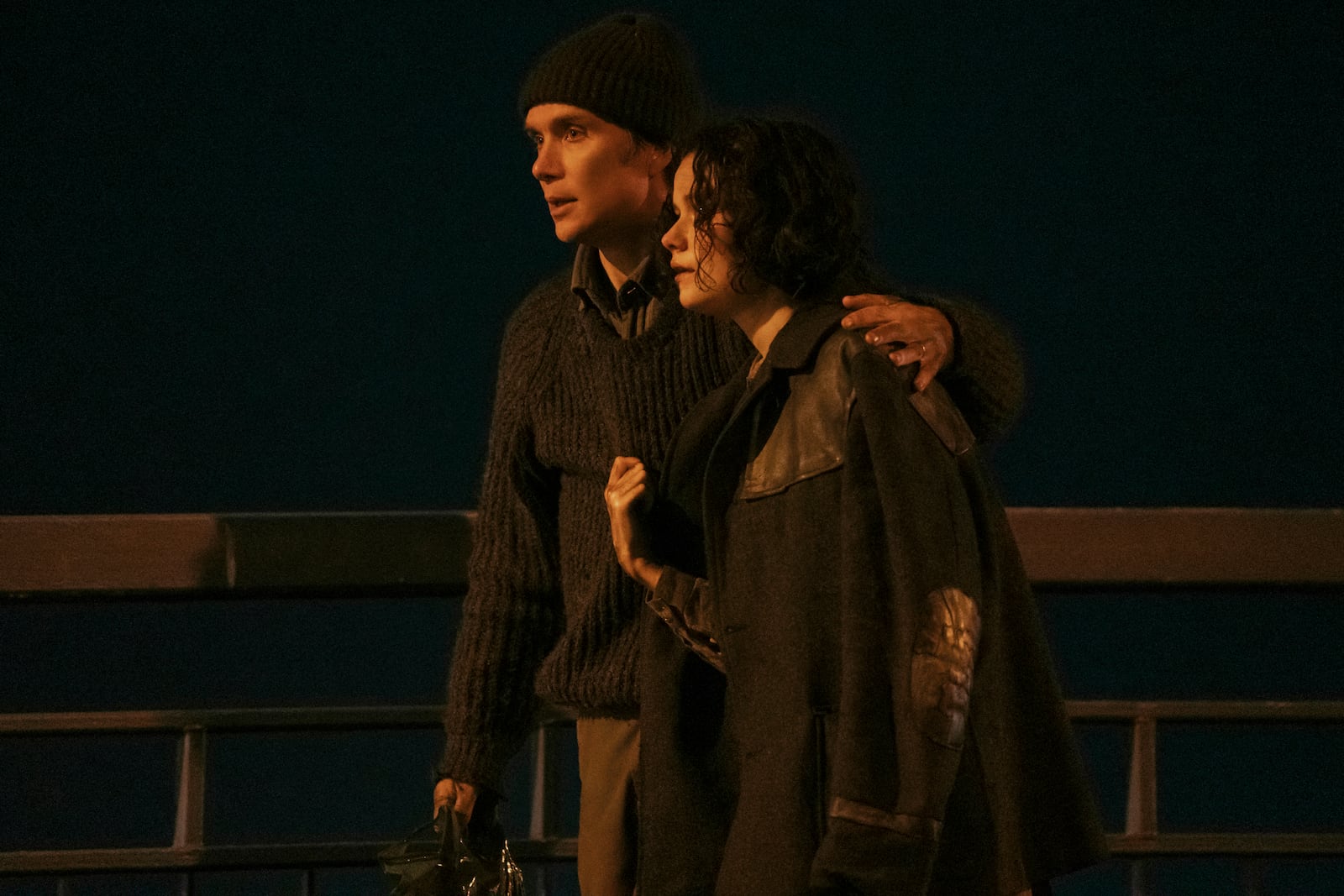 This image released by Lionsgate shows Zara Devin, right, and Cillian Murphy in a scene from "Small Things Like These." (Enda Bowe/Lionsgate via AP)