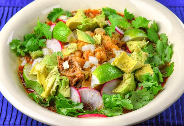 Quick chicken pozole. (Chris Hunt for The Atlanta Journal-Constitution)