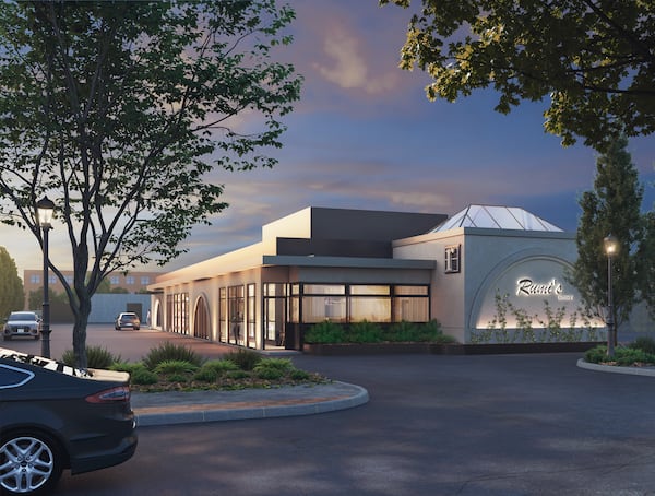 An exterior rendering of the planned renovation to the original Sandy Springs location of Rumi's Kitchen.