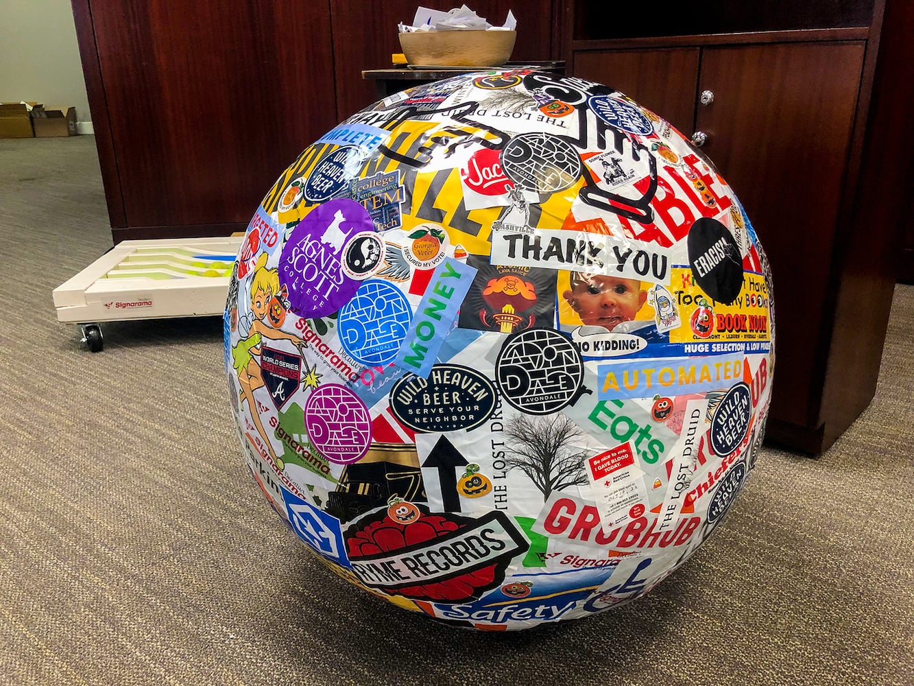 Photos: How to build the world's biggest (maybe) sticker ball