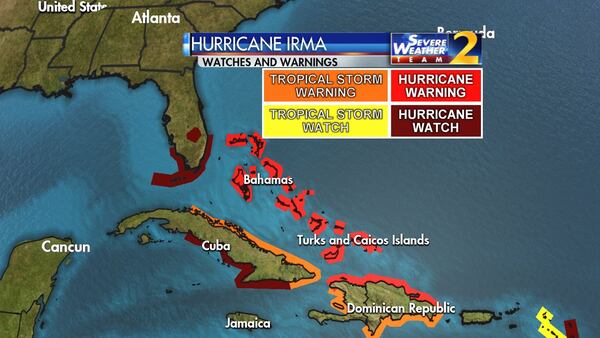 Hurricane watches have been issued for parts of Florida in preparation for Hurricane Irma. (Credit: Channel 2 Action News)