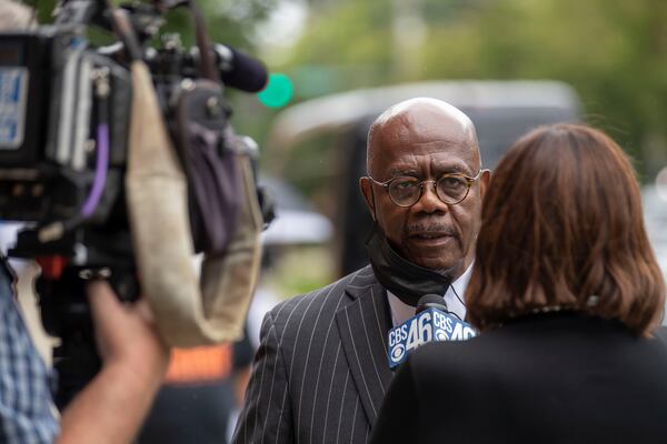 06/23/2020 - Atlanta, Georgia -  Fulton County District Attorney Paul Howard speaks to the press before the start of the funeral service for Rayshard Brooks at Ebenezer Baptist Church in Atlanta's Sweet Auburn community, Tuesday, June 23, 2020. (ALYSSA POINTER / ALYSSA.POINTER@AJC.COM)