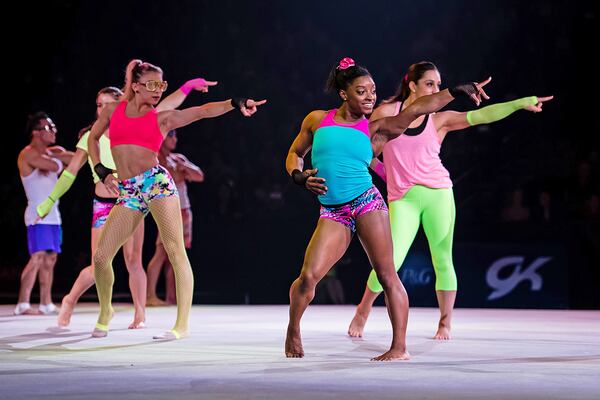 Simone Biles, Jordyn Wieber and other Olympic gymnasts show off their dance moves in the Kellogg's Tour of Gymnastics 2016 Saturday night in Gwinnett County. 
PHOTO provided by Kellogg's Tour of Gymnastics.