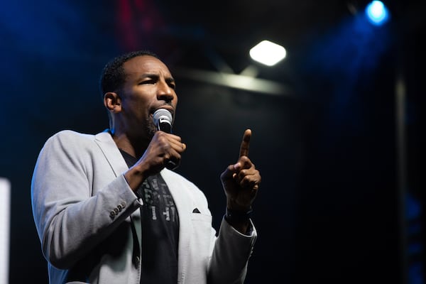 Mayor-elect Andre Dickens speaks during the Citizens Reception at Pullman Yards, Saturday, Jan. 1, 2022, in Atlanta.  (BRANDEN CAMP FOR THE ATLANTA JOURNAL-CONSTITUTION)