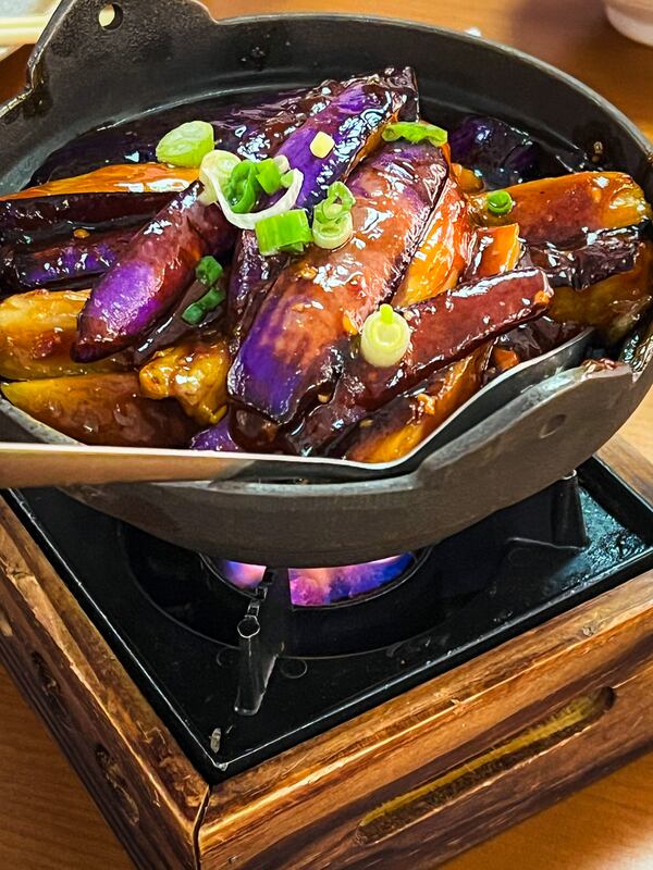 You can enjoy eggplant with garlic sauce at Jiang Nan in Duluth. (Henri Hollis/AJC)