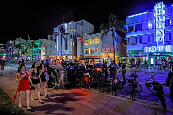 Visitors during spring break in Miami Beach in March 2024. 