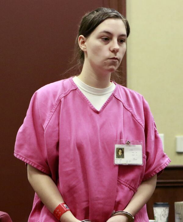 August 3, 2016 - Monroe, GA - Jamie Cason Whited enters court at the start of a hearing. The parents of a badly-abused infant agreed on Wednesday to remove her from life support, a decision that could mean the charges against the baby’s father escalate to murder. BOB ANDRES / BANDRES@AJC.COM