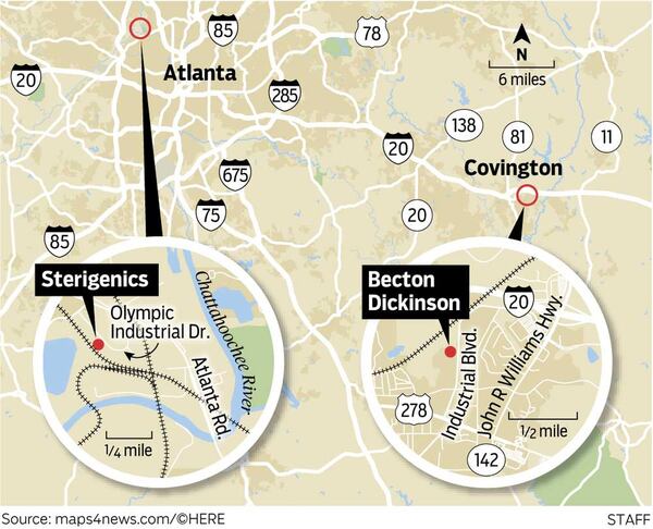 The Sterigenics plant opened in unincorporated Cobb, off Atlanta Road near the Chattahoochee River, in 1972. The BD plant, which has been known as BD Bard and CR Bard in years past, opened in 1967. Both are located in industrial areas that over the past few decades have been encroached upon by other businesses and residential development. Buckhead, Smyrna, Vinings and the Cumberland area, all within a short drive of Sterigenics, are booming. Population in the Covington census tract near BD, meanwhile, has more than doubled to 9,797 since the plant opened.