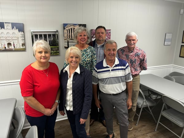 Baldwin County GOP chair Janice Westmoreland (wearing green in the center) helped mobilize local Republicans by focusing on "irregular voters" who don't often cast ballots but tend to support GOP candidates when they do. Greg Bluestein/AJC
