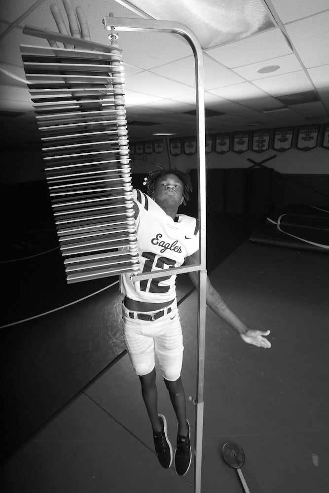 Five-star athlete Travis Hunter caught a state-record 137 passes in 2020 for 1,746 yards and 24 touchdowns. He is among the AJC Super 11 selections - the 11 best high school football players in Georgia - in 2021. (Tyson Alan Horne / Tyson.Horne@ajc.com)