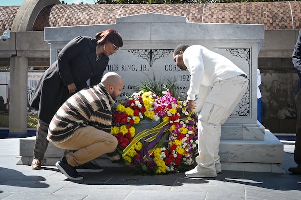 The family of the Rev. Martin Luther King Jr. lays a wreath at the tomb of the civil rights leader Thursday, marking the 56 years since his assassination.