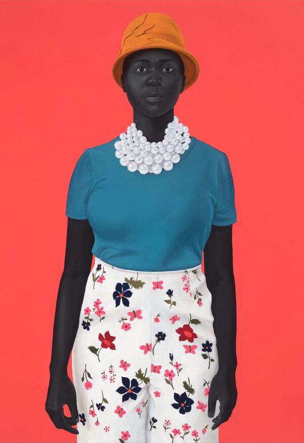 “She had an inside and an outside now and suddenly she knew how not to mix them,” (2018) oil on canvas by Amy Sherald. Courtesy the artist and Monique Meloche Gallery, Chicago