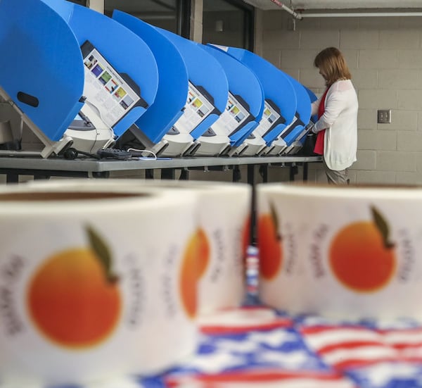 Wanda Jackson casts her vote at the Best Friend Park precinct at 6224 Jimmy Carter Blvd. in Norcross to vote on Gwinnett’s MARTA referendum in March. JOHN SPINK/JSPINK@AJC.COM