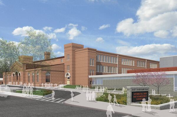 Renderings of the Howard Middle School project in Atlanta’s Old Fourth Ward. Renderings provided by lead architect Stevens & Wilkinson.