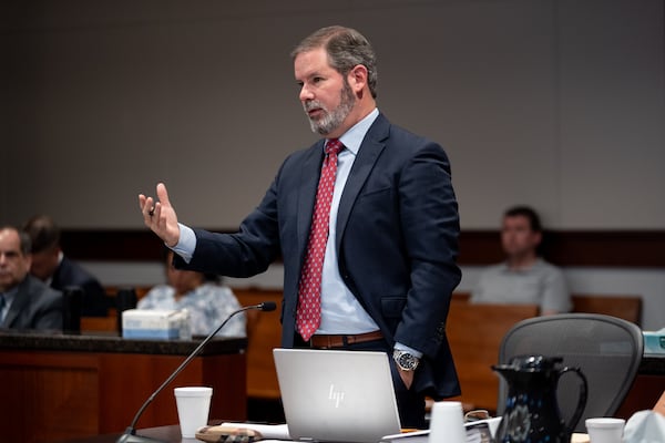 Attorney Chuck Boring presents a case in Cobb Superior Court on Thursday, June 20, 2024. (Ben Hendren for the Atlanta Journal-Constitution)