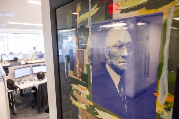 A portrait of Alonzo Herndon, founder of the Atlanta Life Insurance Co., is displayed at the company's headquarters in Atlanta. (Arvin Temkar/AJC)