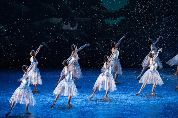 Act I ends with the shimmering, gossamer snow scene.