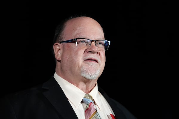 State Sen. Jim Runestad, R-White Lake, attends the Michigan Republican Party Convention, Saturday, Feb. 22, 2025, in Detroit. (AP Photo/Paul Sancya)