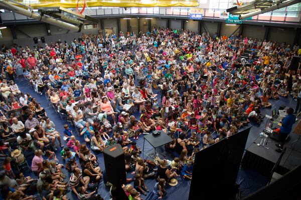 A large crowd gathers at the Decatur Recreation Center to hear Author James Dean talk during the AJC Decatur Book Festival on Sunday, September 1, 2019. STEVE SCHAEFER / SPECIAL TO THE AJC