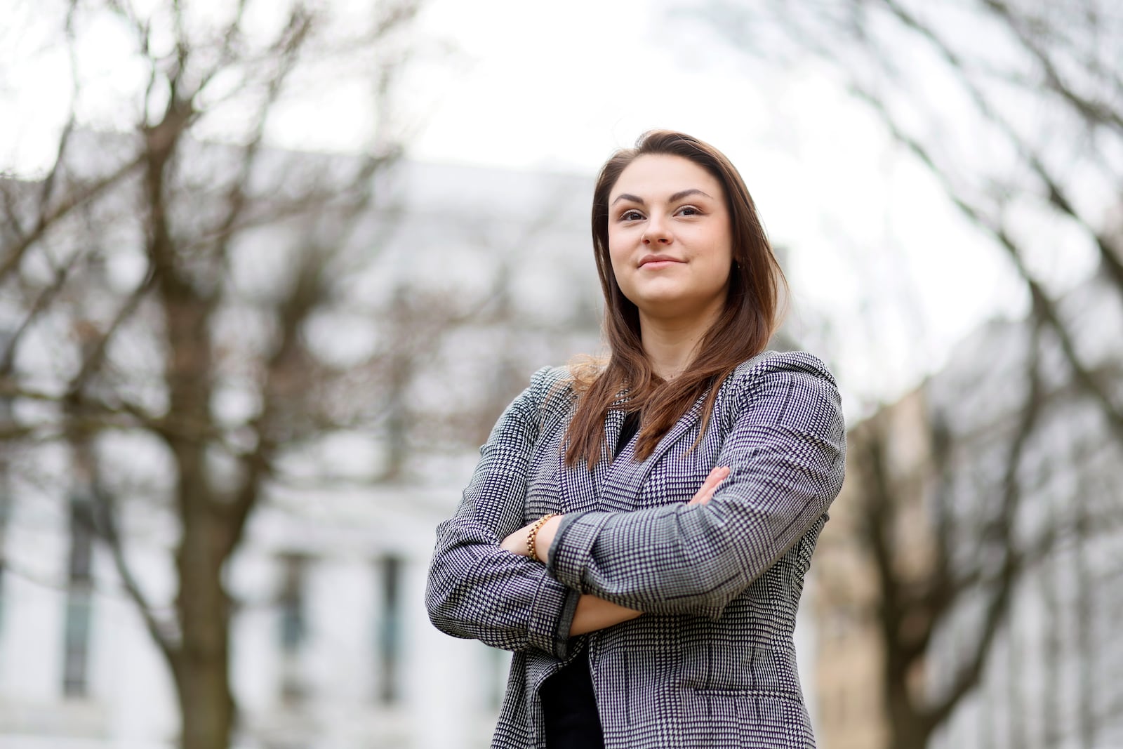 The Atlanta Journal-Constitution's City Hall reporter Riley Bunch poses for a photograph outside of Atlanta City Hall on Thursday, Feb. 23, 2023.
Miguel Martinez /miguel.martinezjimenez@ajc.com