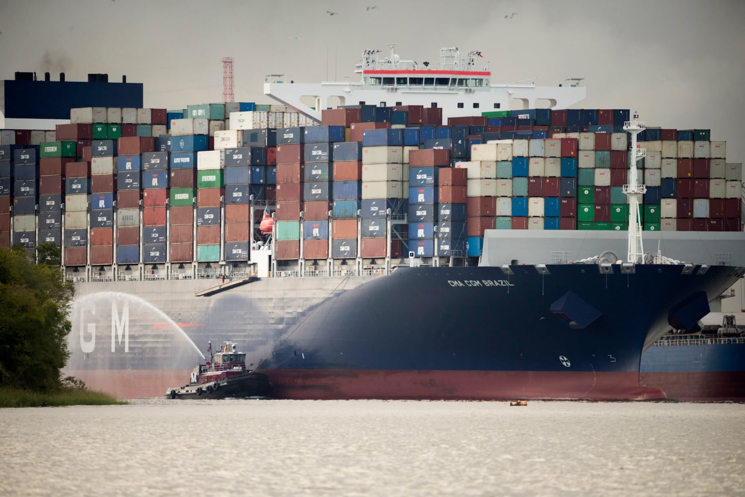 The CMA CGM Brazil Sail Up The Savannah River