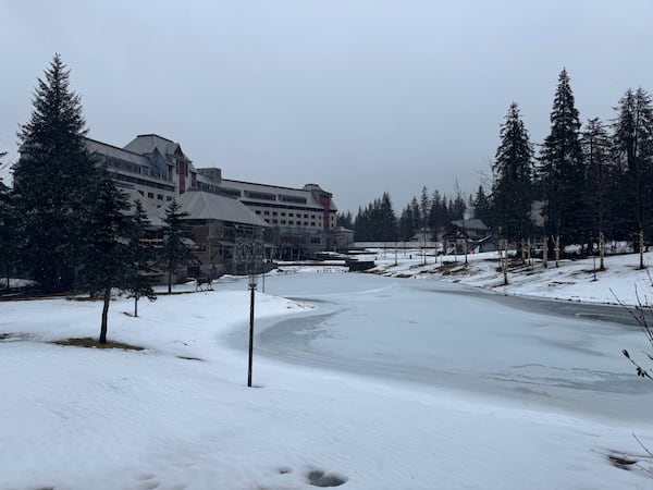 The Alyeska Resort in Girdwood, Alaska, is shown Wednesday, March 5, 2025. (AP Photo/Mark Thiessen)