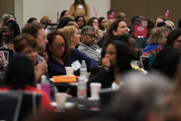 Attendees listen to a speaker at a conference on the state of metro Atlanta health organized by Atlanta Regional Collaborative for Health Improvement (ARCHI) on Friday, November 15, 2024, in Decatur. (Elijah Nouvelage for The Atlanta Journal-Constitution)