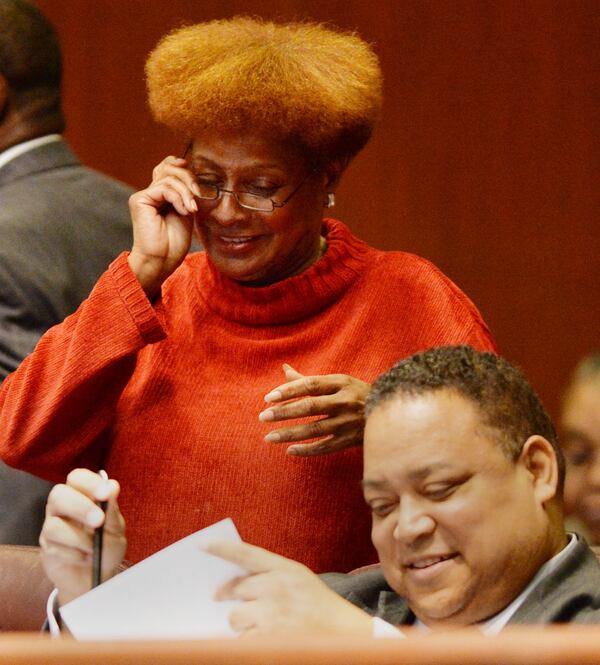 APRIL 21, 2014 ATLANTA Councilwoman Cleta Winslow and Councilman Michael Julian Bond interact during a recent meeting. Photos of City Councilwoman Cleta Winslow to run with this story. Her discretionary spending will be a focal point. Also take photos of Michael Julian Bond. Some local government officials have turned their discretionary spending accounts into slush funds, spending thousands of taxpayer dollars for things that enable them to score points with constituents and boost re-election chances, an AJC review has found. KENT D. JOHNSON/KDJOHNSON@AJC.COM