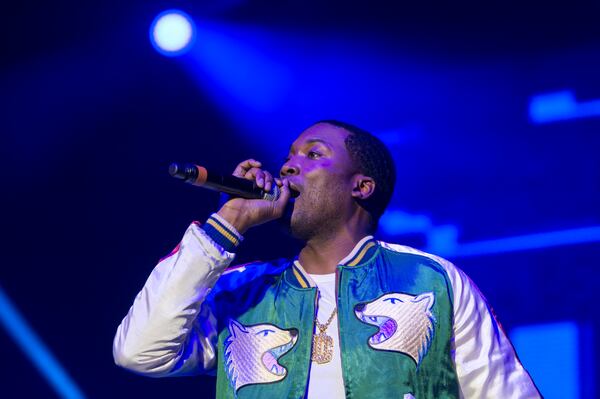  Meek Mill brought plenty of energy. (DAVID BARNES / DAVID.BARNES@AJC.COM)