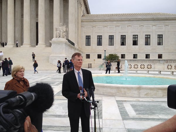 Atlanta attorney Stephen Bright outside the U.S. Supreme Court in November 2015. He was there to argue the Foster’s case. Bright prevailed and a new trial was ordered for Foster, (Bill Rankin/AJC)