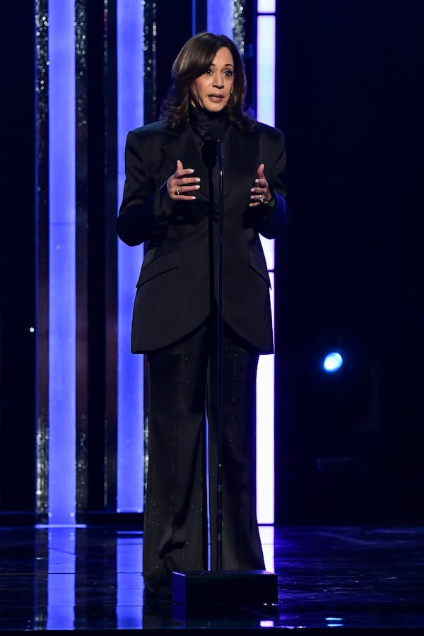 Former Vice President Kamala Harris accepts the chairman's award during the 56th NAACP Image Awards on Saturday, Feb. 22, 2025, in Pasadena, Calif. (Photo by Richard Shotwell/Invision/AP)